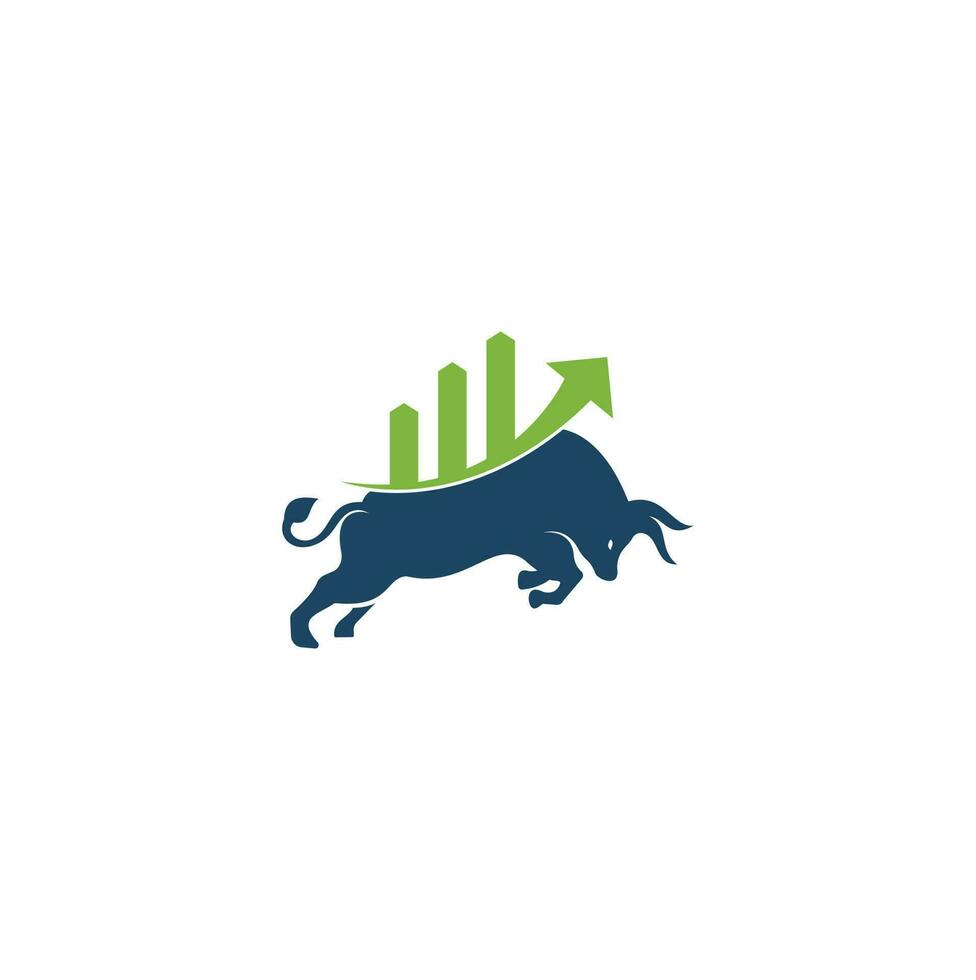design del logo del toro finanziario. grafico toro commerciale, logo finanziario. icona del logo della produttività aziendale della barra del grafico delle finanze dell'economia. vettore
