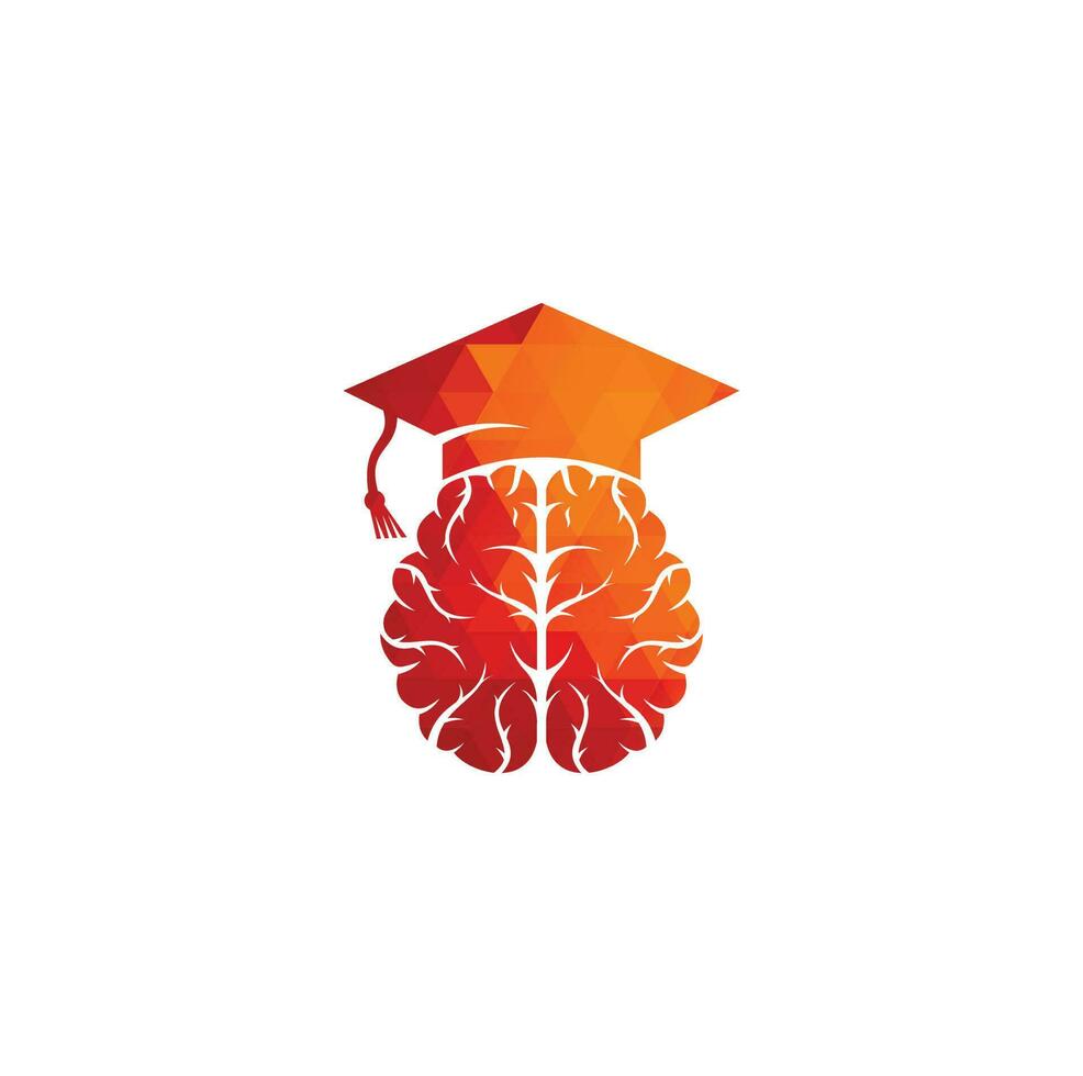 cervello e la laurea berretto icona design. educativo e istituzionale logo design. vettore