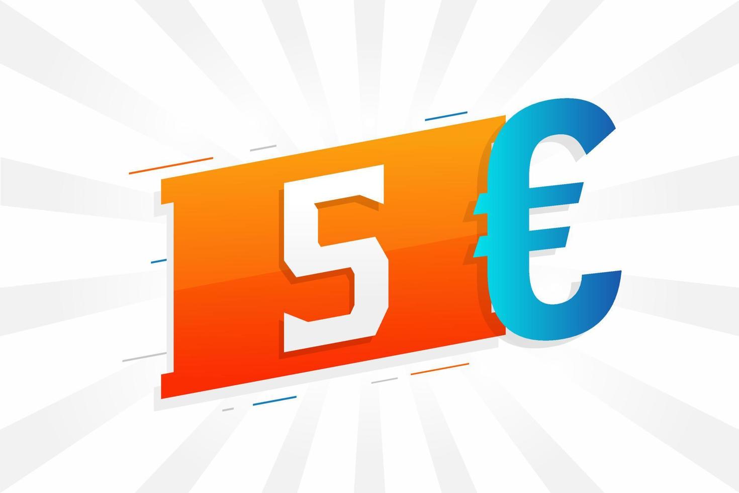 5 Euro moneta vettore testo simbolo. 5 Euro europeo unione i soldi azione vettore