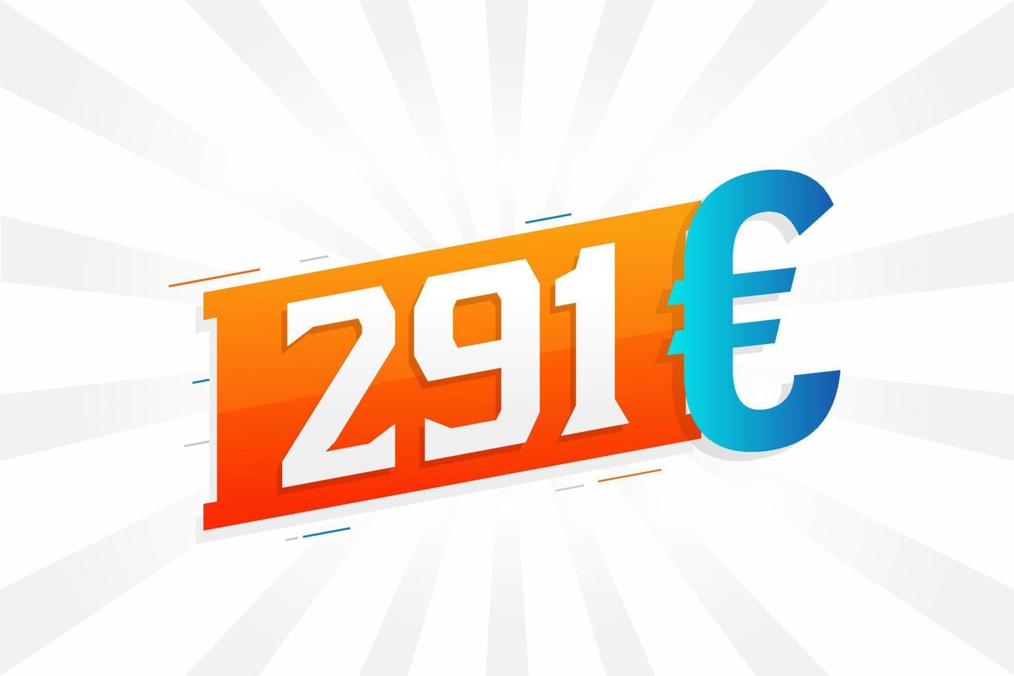291 Euro moneta vettore testo simbolo. 291 Euro europeo unione i soldi azione vettore