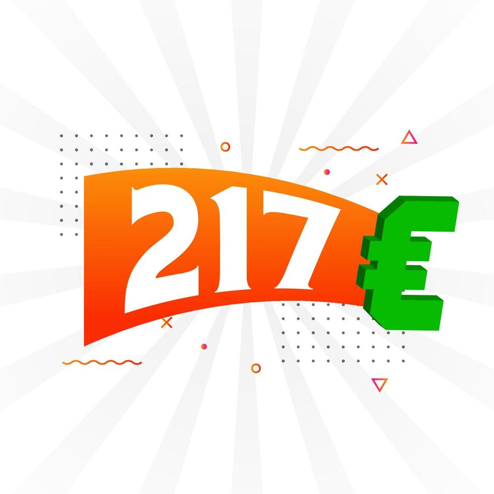 217 Euro moneta vettore testo simbolo. 217 Euro europeo unione i soldi azione vettore
