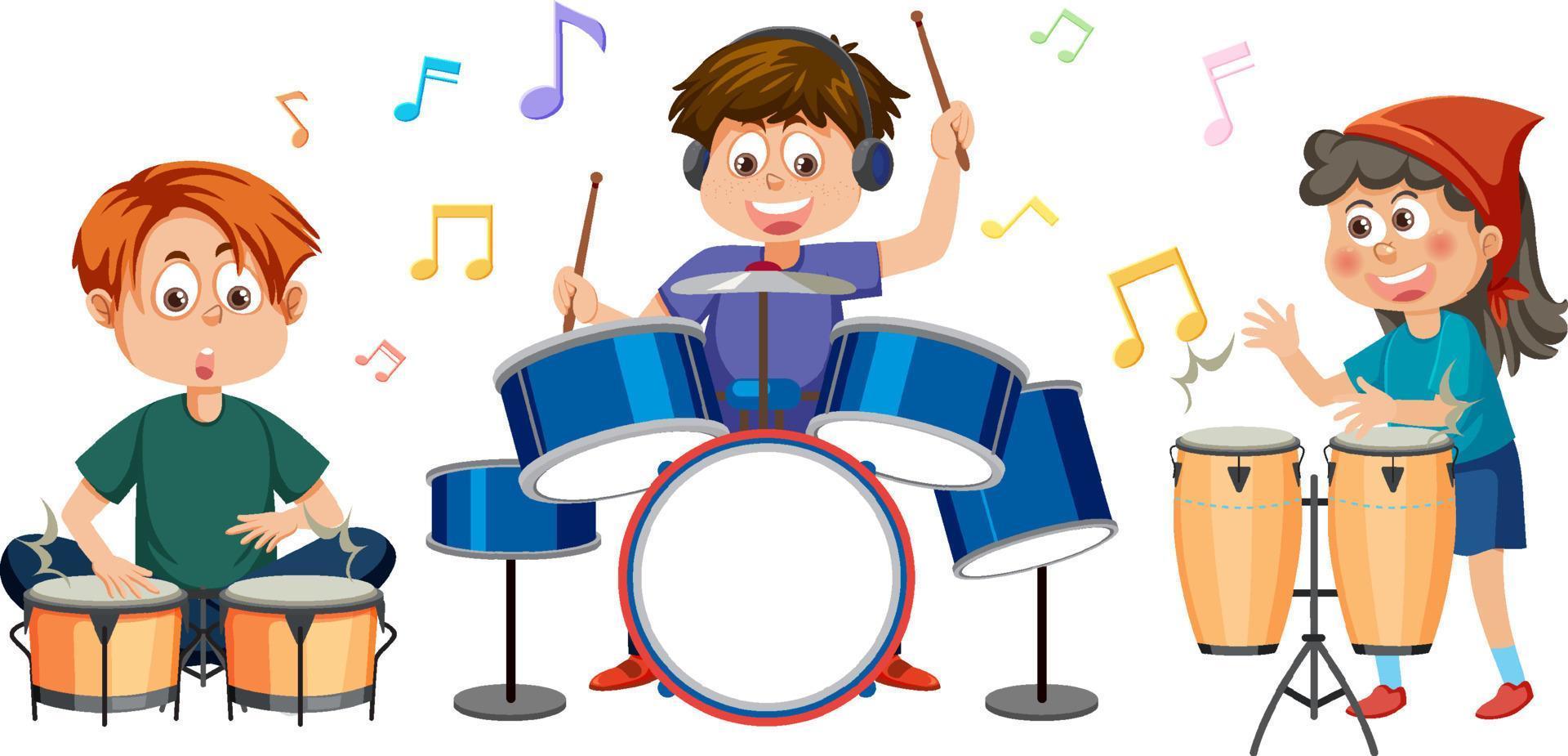 bambini giocando musicale strumento vettore