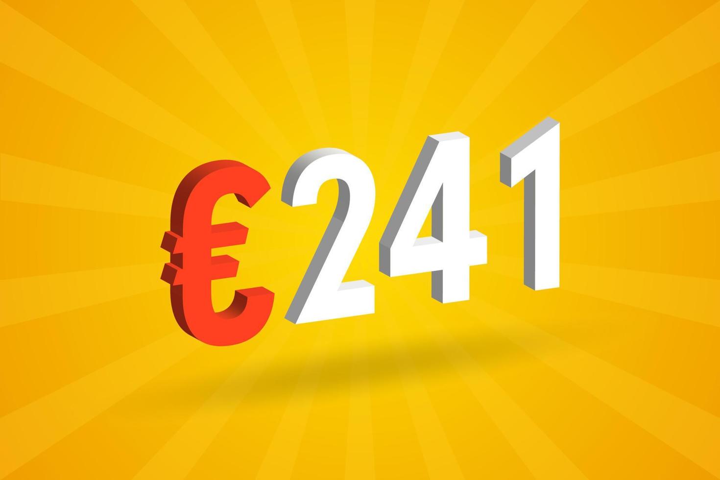 241 Euro moneta 3d vettore testo simbolo. 3d 241 Euro europeo unione i soldi azione vettore