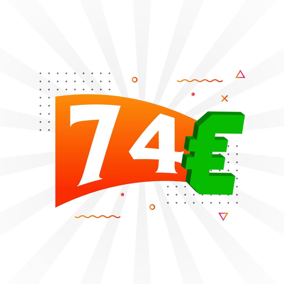 74 Euro moneta vettore testo simbolo. 74 Euro europeo unione i soldi azione vettore
