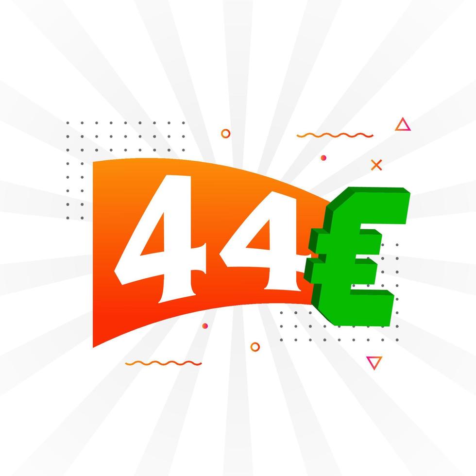 44 Euro moneta vettore testo simbolo. 44 Euro europeo unione i soldi azione vettore