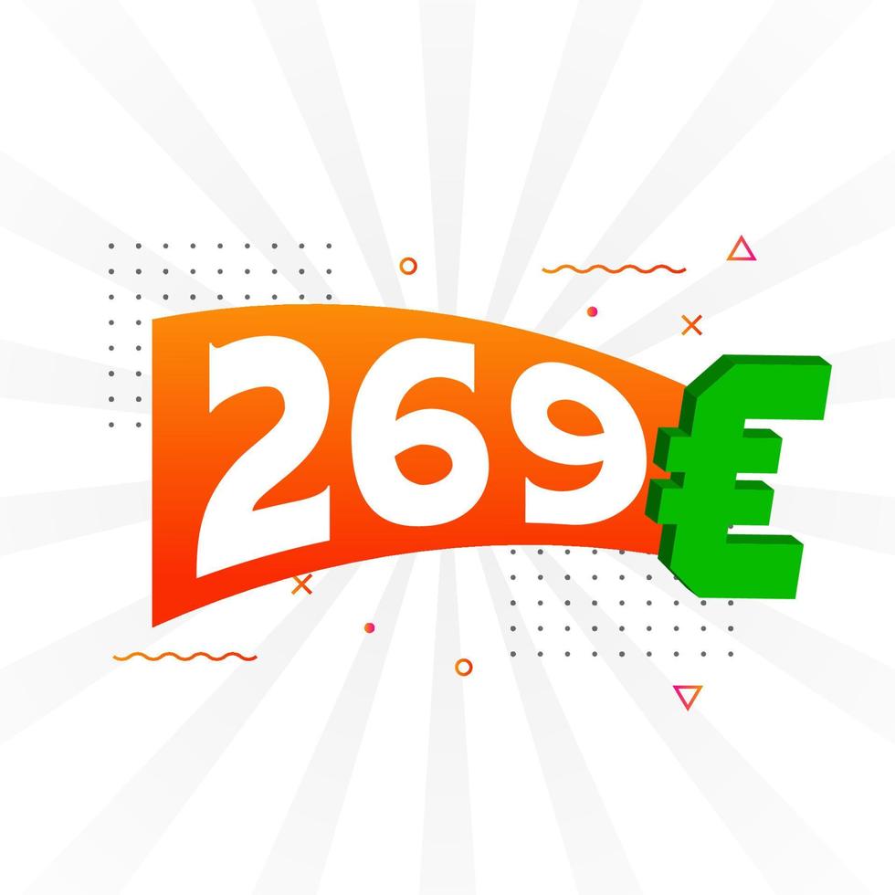 269 Euro moneta vettore testo simbolo. 269 Euro europeo unione i soldi azione vettore