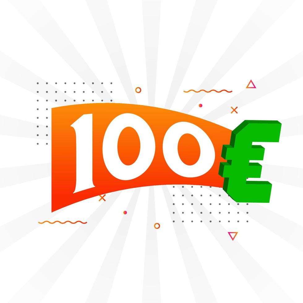100 Euro moneta vettore testo simbolo. 100 Euro europeo unione i soldi azione vettore