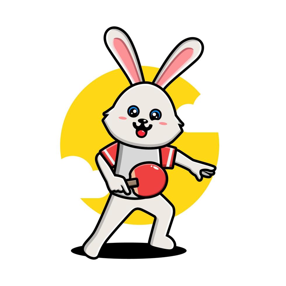 carino coniglio giocando tavolo tennis vettore