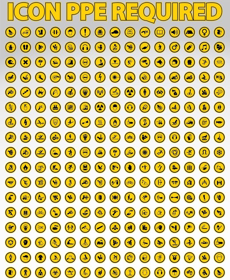 set di icone necessarie dispositivi di protezione individuale vettore