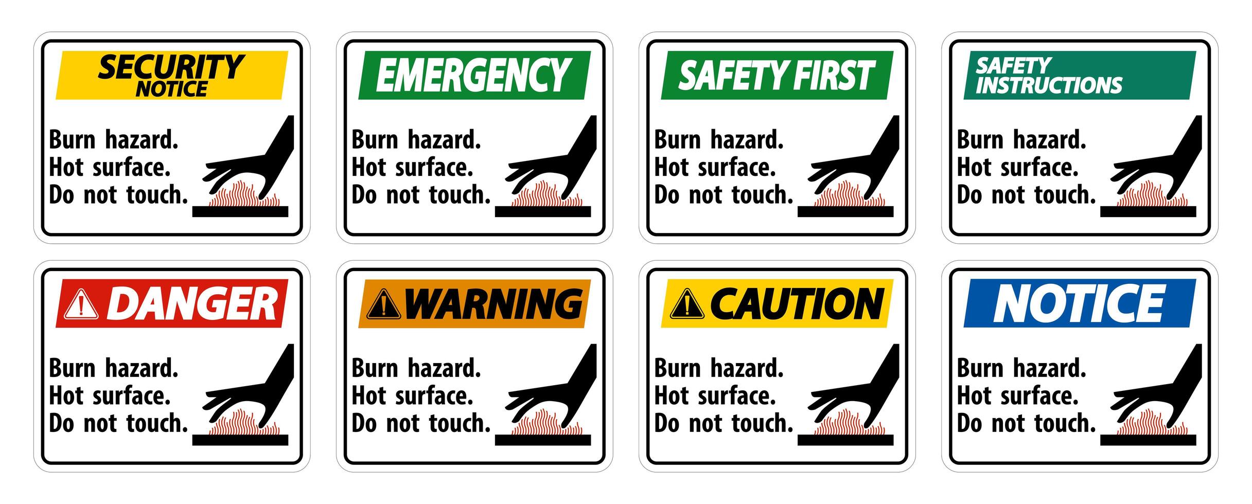 pericolo di ustioni e segni di superficie calda vettore