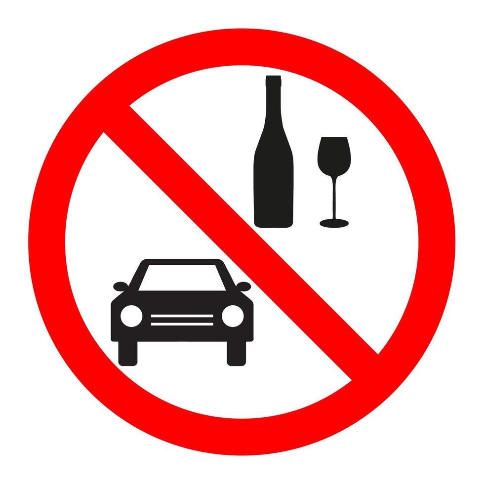 illustrazione cartello Proibito auto e alcool vettore