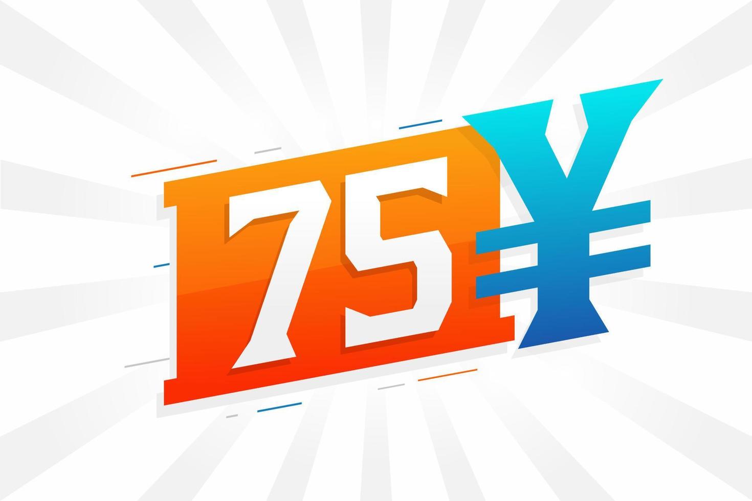 75 yuan Cinese moneta vettore testo simbolo. 75 yen giapponese moneta i soldi azione vettore