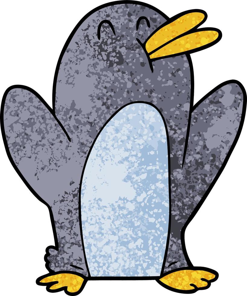 retrò grunge struttura cartone animato contento pinguino vettore
