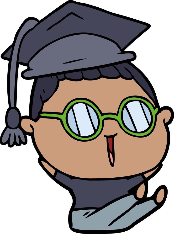 cartone animato donna indossare bicchieri e diplomato cappello vettore