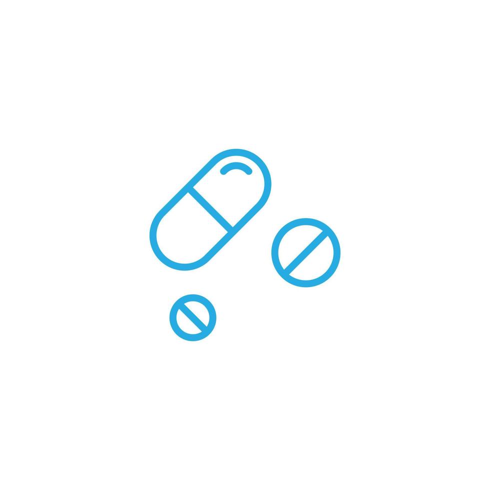 eps10 blu vettore evitare o no farmaci linea arte icona isolato su bianca sfondo. pillole e capsula schema simboli nel un' semplice piatto di moda moderno stile per il tuo sito web disegno, logo, e mobile App