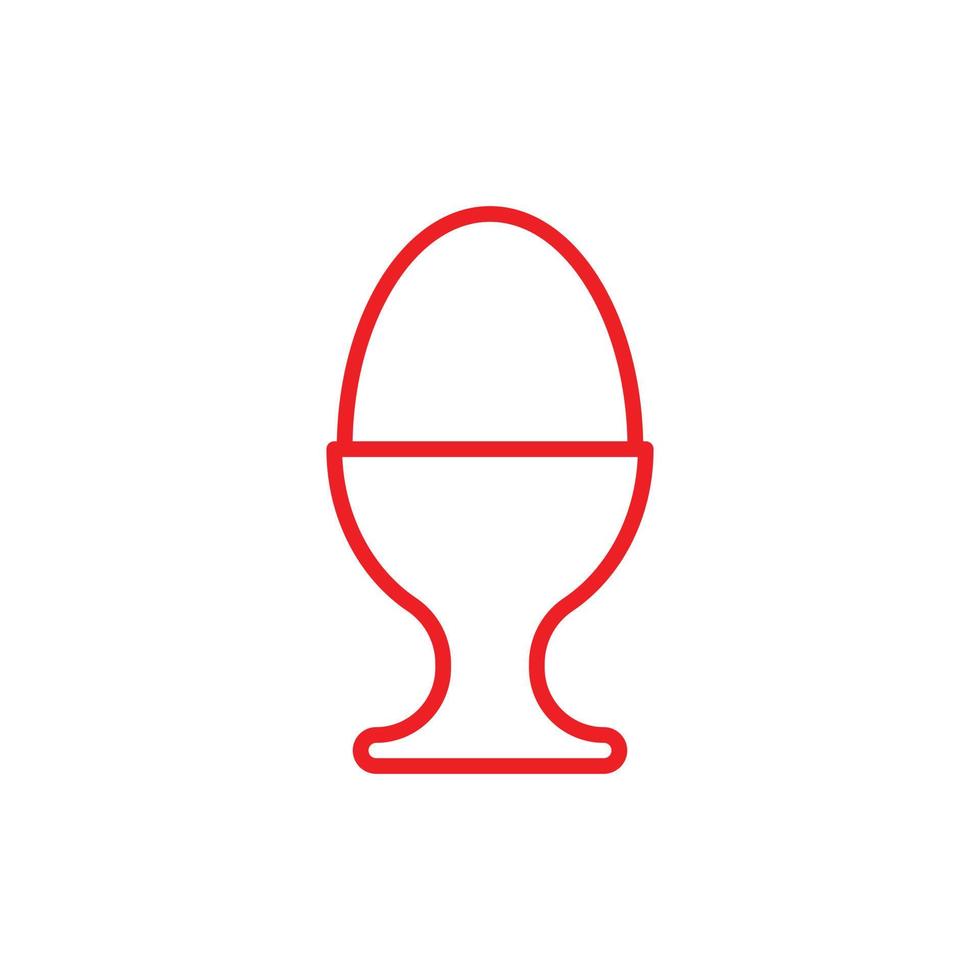eps10 rosso vettore uovo tazza server titolare con difficile bollito uovo icona isolato su bianca sfondo. uovo In piedi simbolo nel un' semplice piatto di moda moderno stile per il tuo sito web disegno, logo, e mobile App