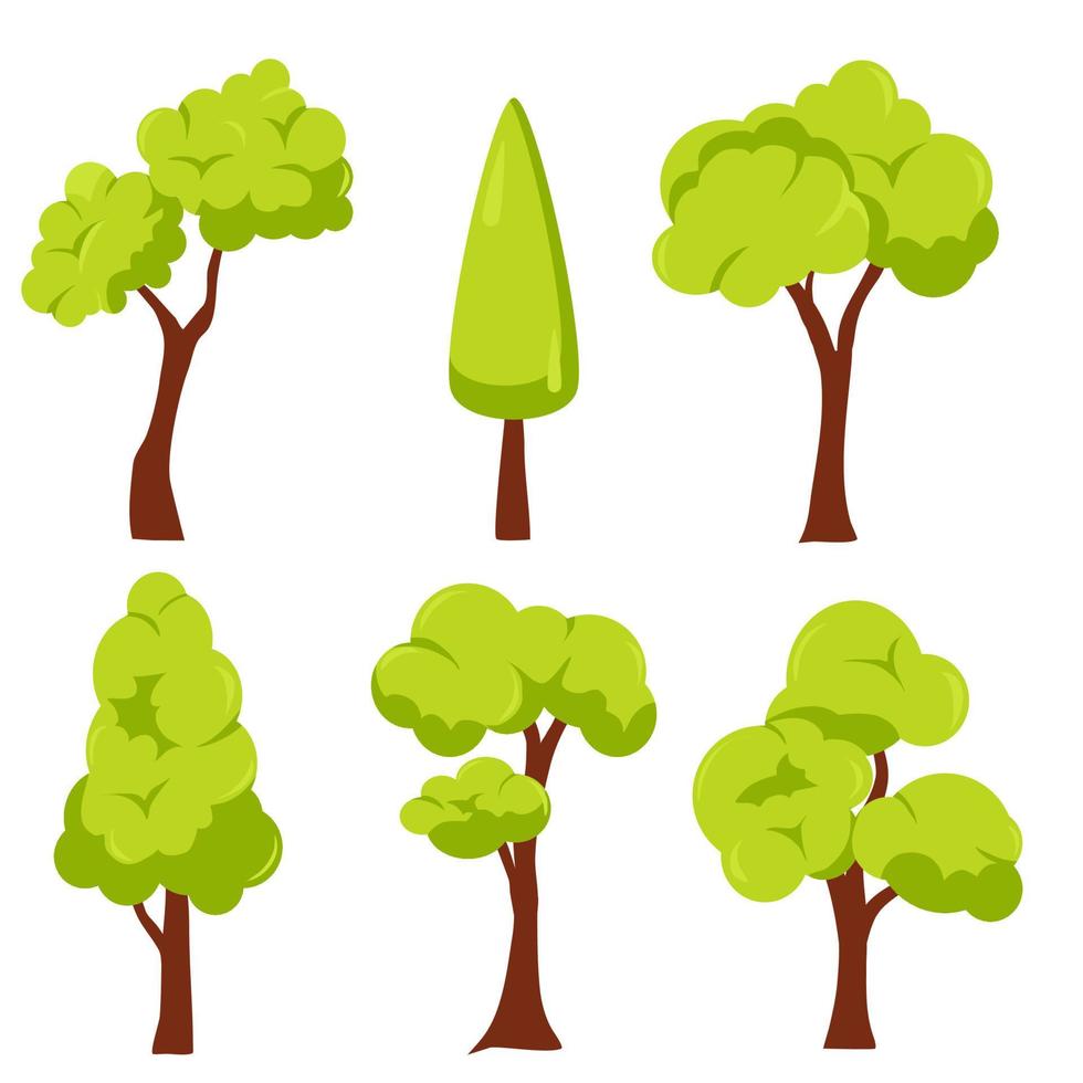 cartone animato albero elemento collezione per natura concetto decorazione vettore