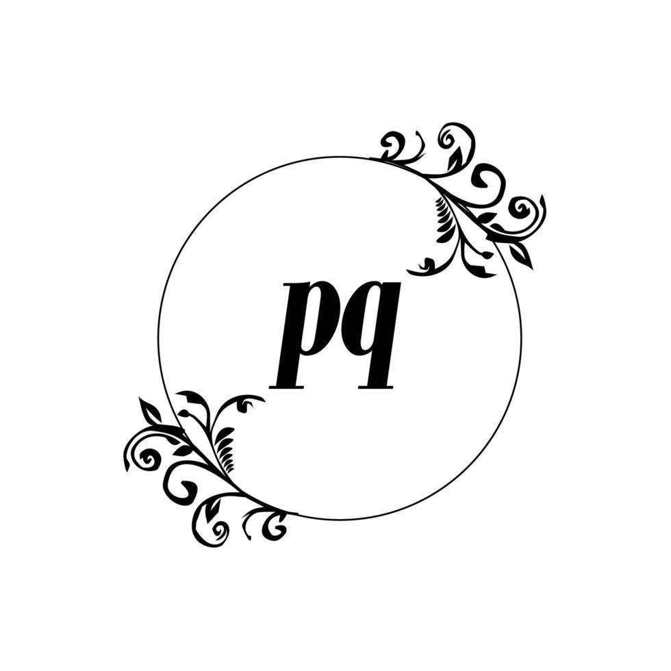 iniziale pq logo monogramma lettera femminile eleganza vettore
