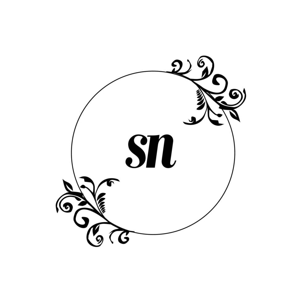 iniziale sn logo monogramma lettera femminile eleganza vettore