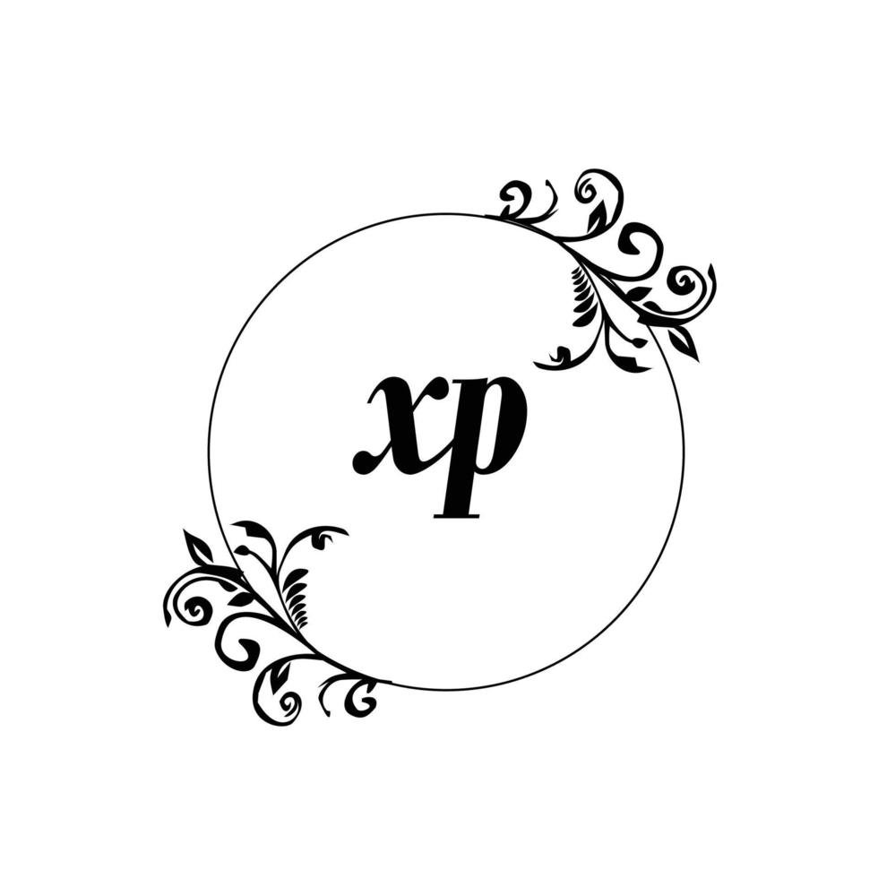 iniziale xp logo monogramma lettera femminile eleganza vettore