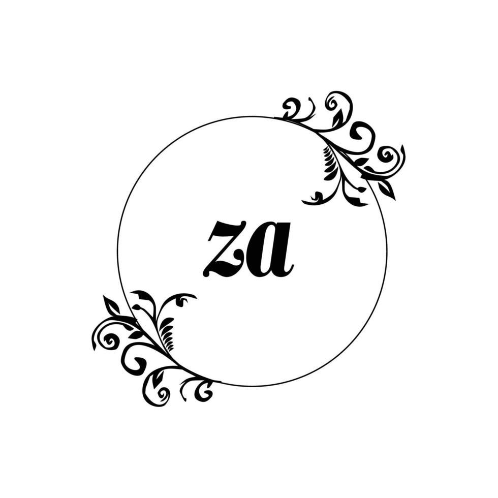 iniziale za logo monogramma lettera femminile eleganza vettore