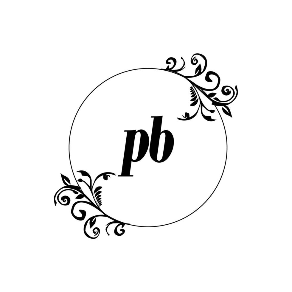 iniziale pb logo monogramma lettera femminile eleganza vettore