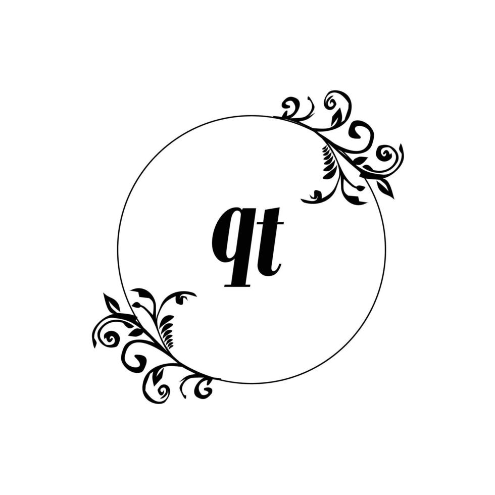 iniziale qt logo monogramma lettera femminile eleganza vettore