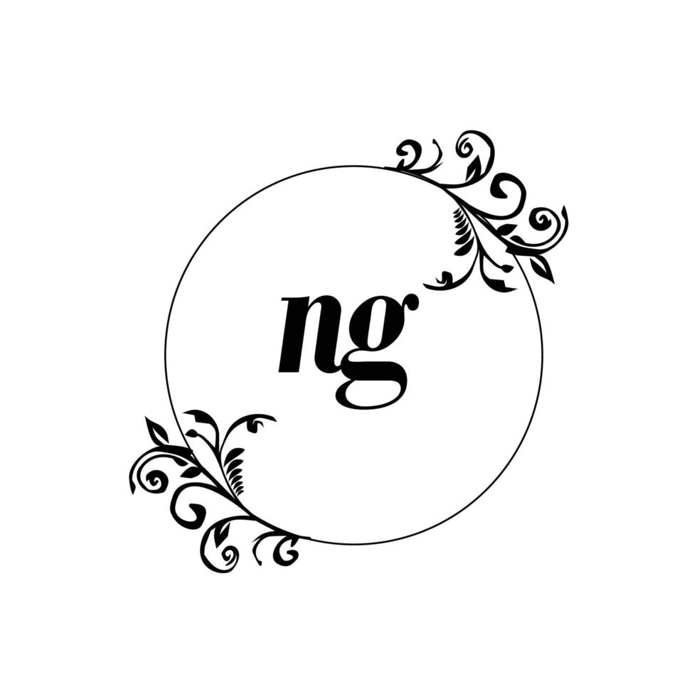 iniziale ng logo monogramma lettera femminile eleganza vettore