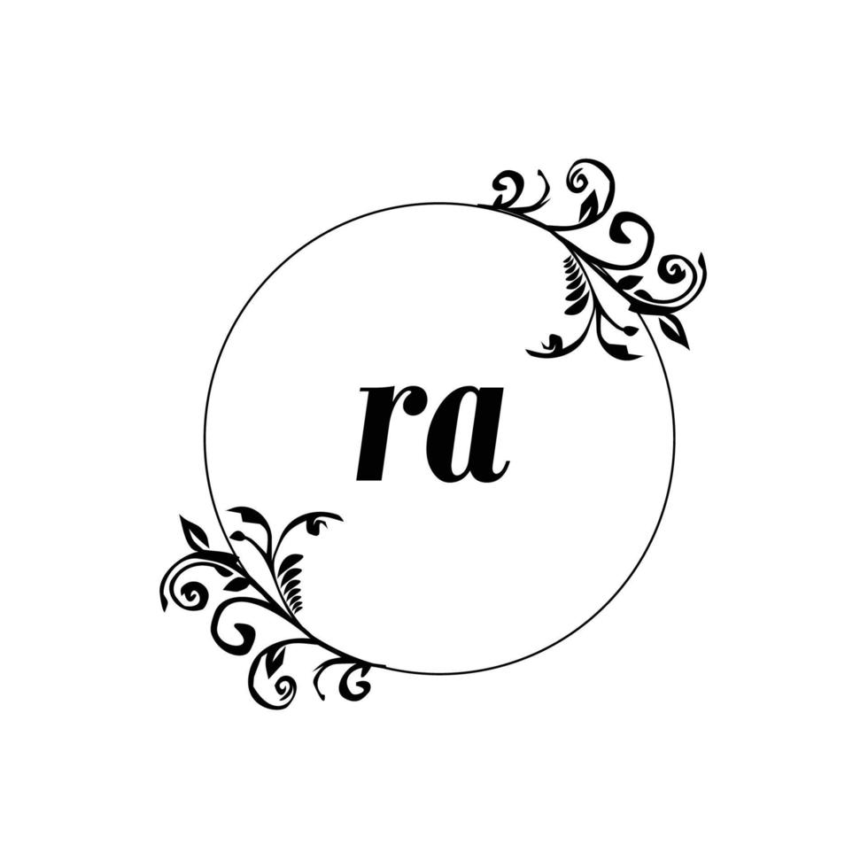 iniziale RA logo monogramma lettera femminile eleganza vettore