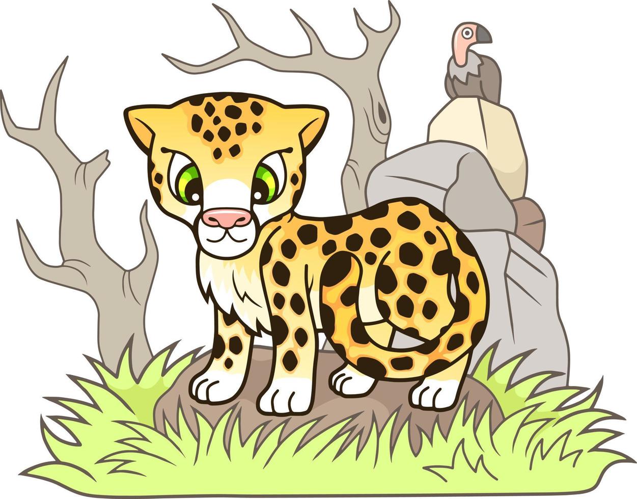 carino cartone animato ghepardo vettore