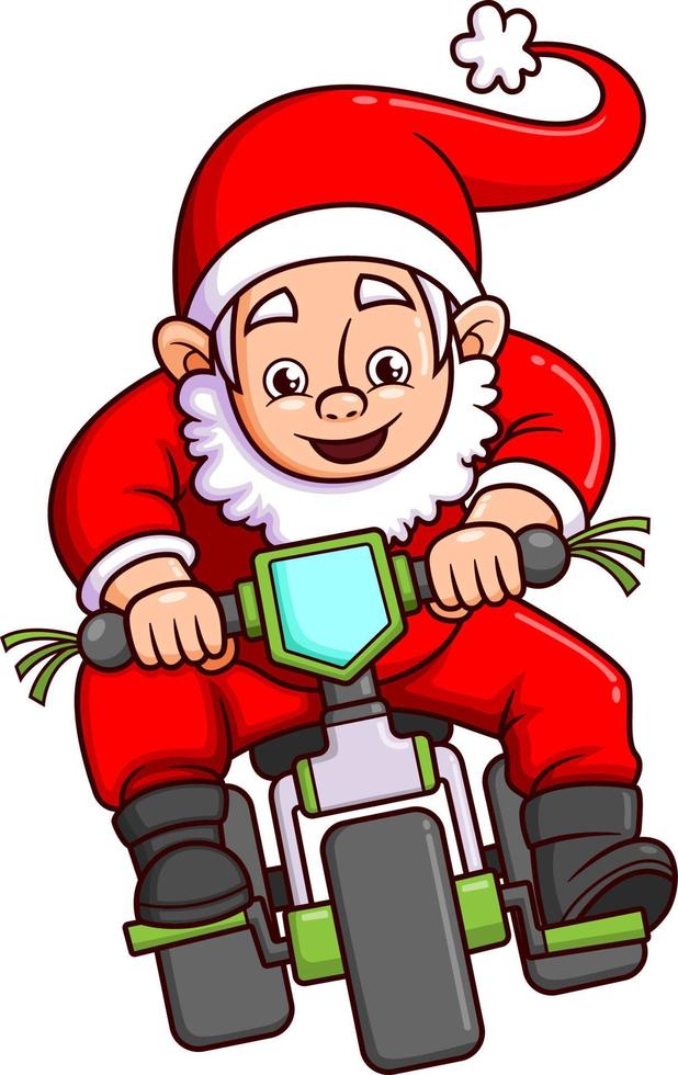 il carino Santa Claus è equitazione un' bicicletta così veloce mentre sorridente vettore