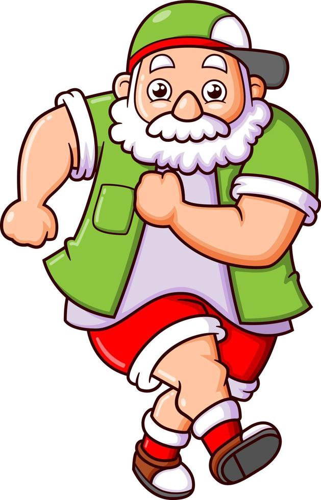 il vecchio Santa Claus è indossare il camicia e danza anca luppolo vettore