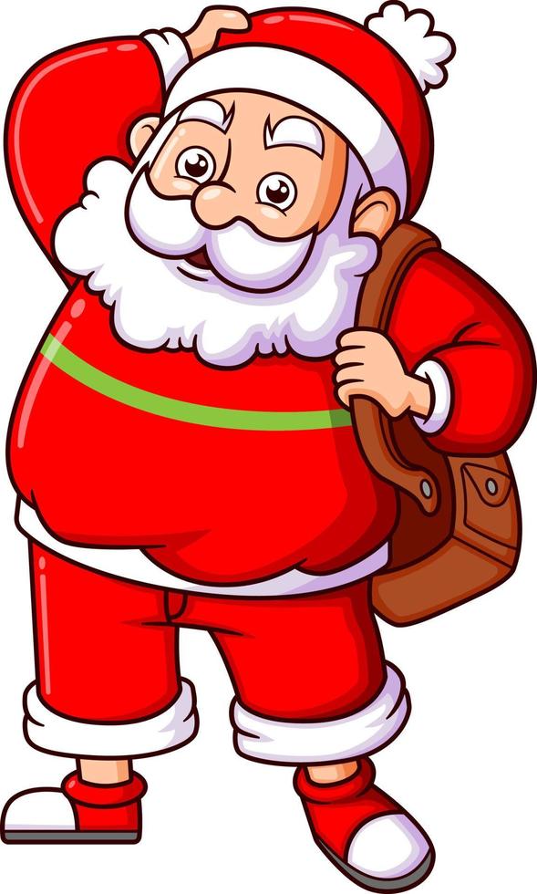 il vecchio Santa Claus con il grande Borsa è andando per in viaggio vettore