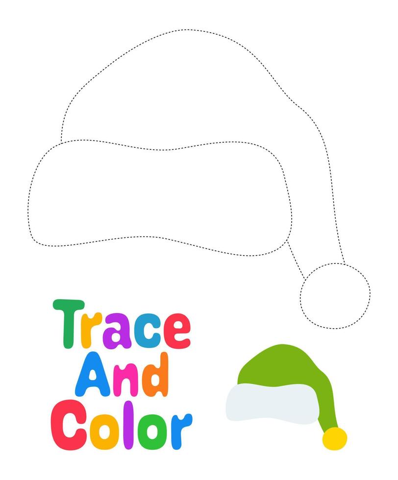 Natale elfo cappello tracciato foglio di lavoro per bambini vettore