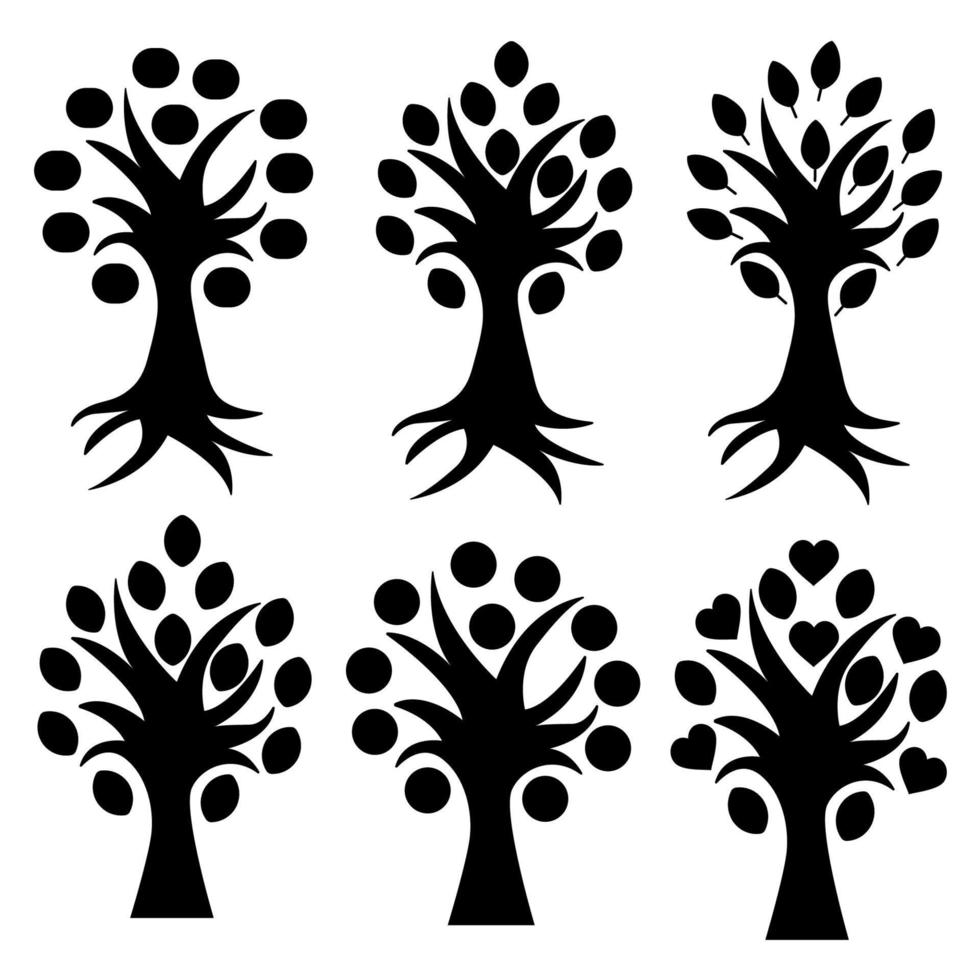 famiglia albero silhouette vettore illustrazione. nero colore albero. famiglia concetto