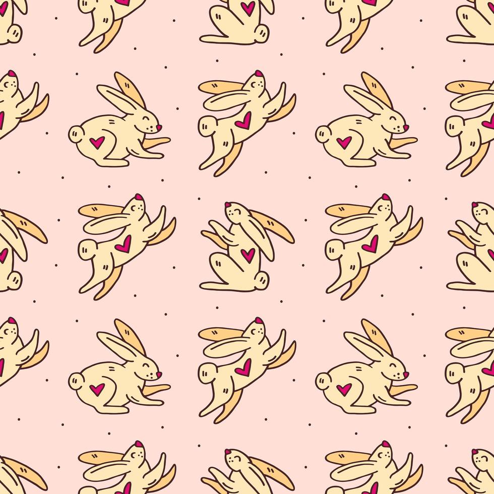 conigli di Pasqua carino doodle seamless pattern vettore