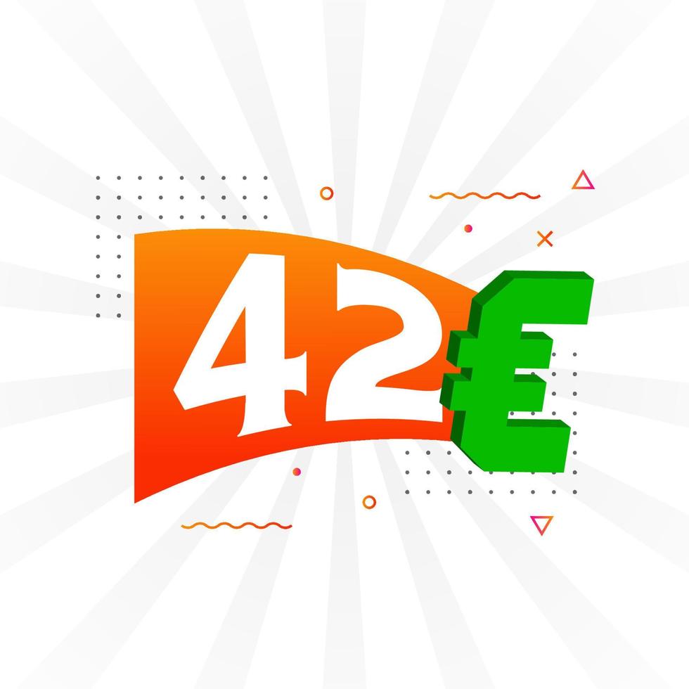 42 Euro moneta vettore testo simbolo. 42 Euro europeo unione i soldi azione vettore