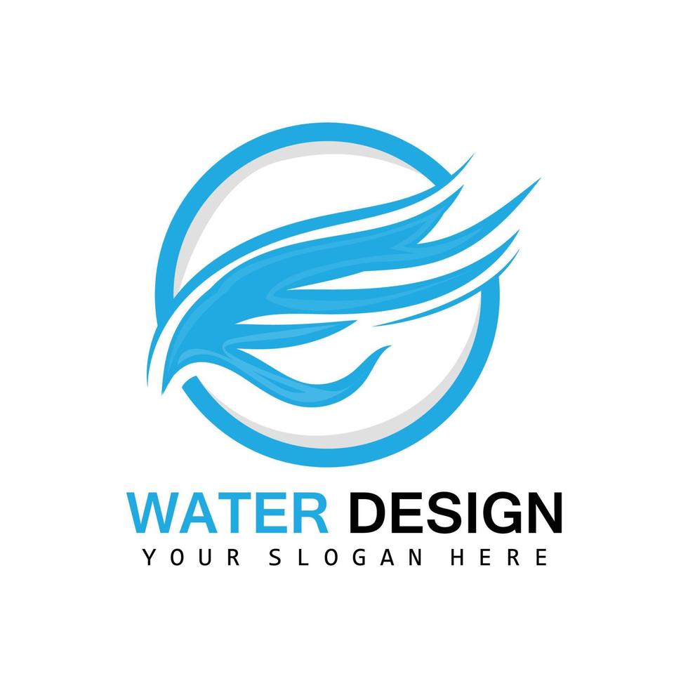 acqua onda logo, terra elemento vettore, acqua Ali logo design stile, marca icona, etichetta vettore