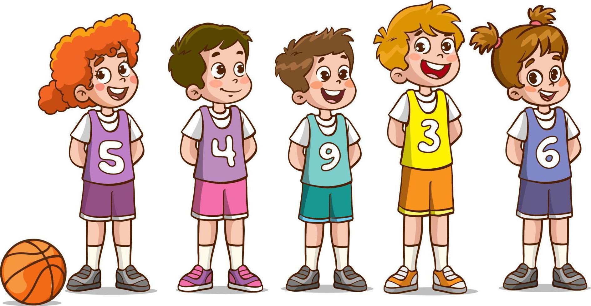 vettore illustrazione di bambini pallacanestro squadra