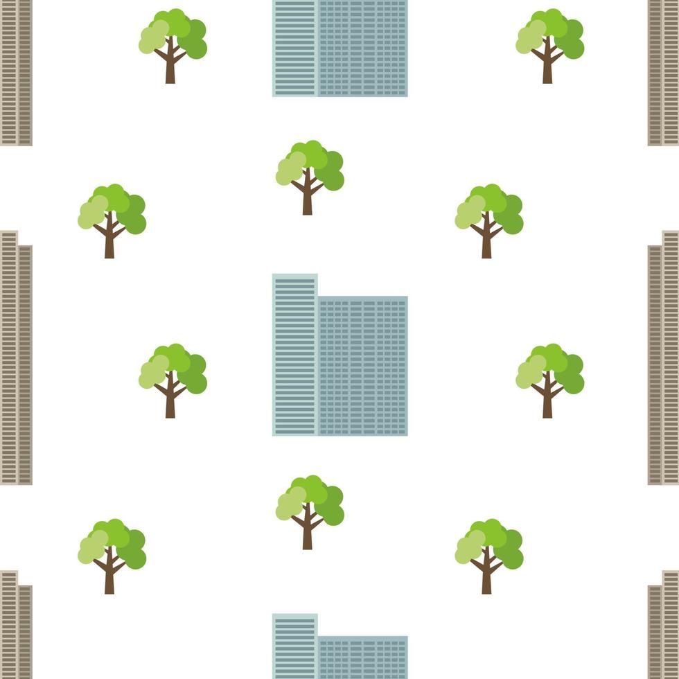 senza soluzione di continuità città sfondo con moderno case e verde alberi. vettore illustrazione