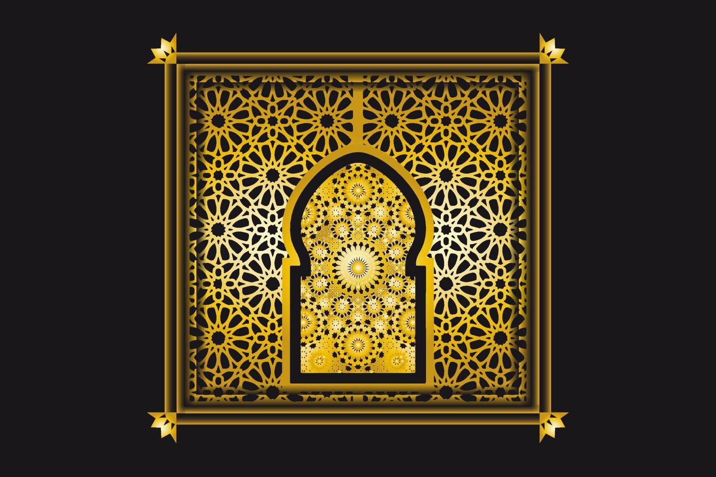 arabesco d'oro modello sfondo collezione, oro lusso islamico ornamento, orientale marocchino arco vettore Immagine