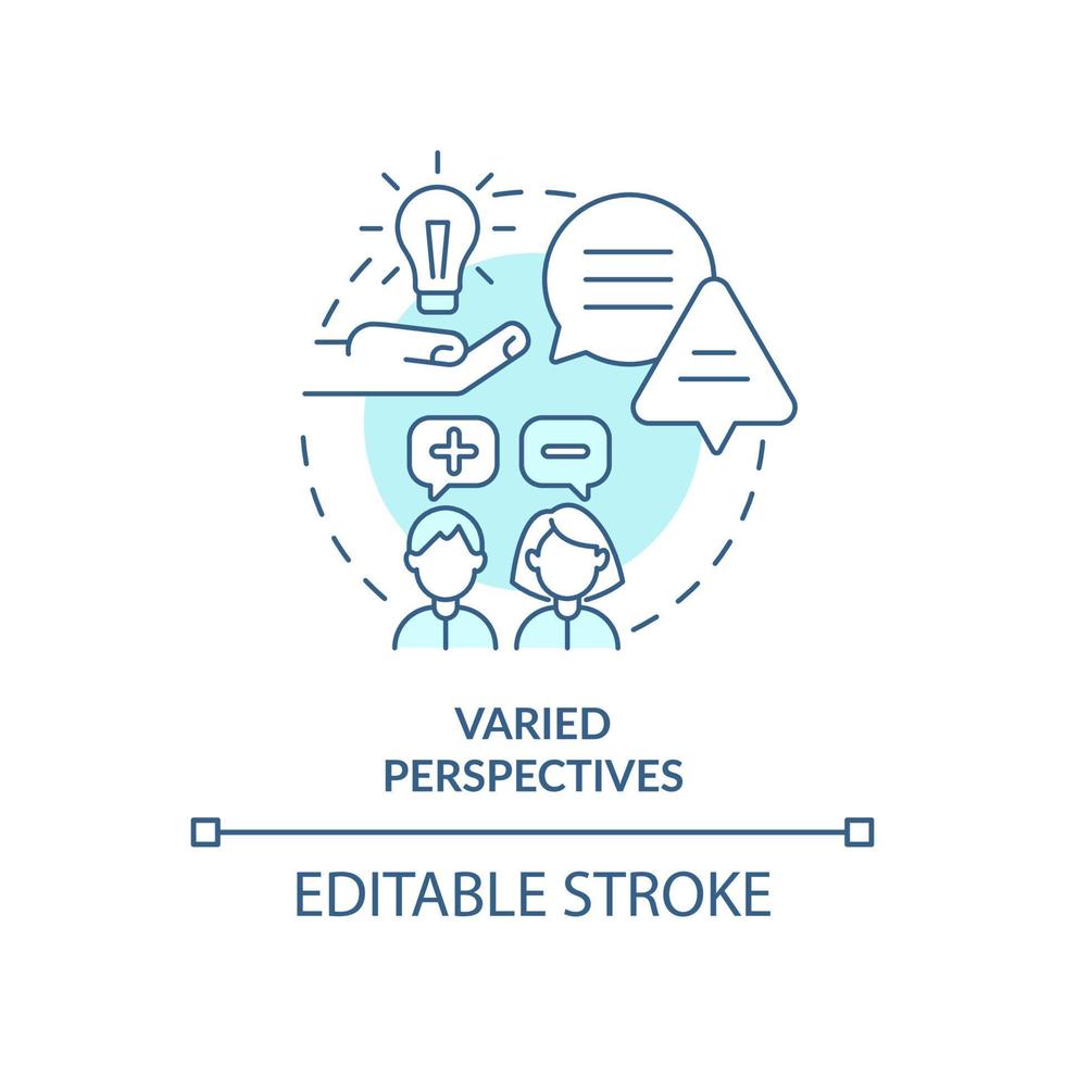 varia prospettive turchese concetto icona. posto di lavoro diversità vantaggio astratto idea magro linea illustrazione. isolato schema disegno. modificabile ictus. vettore