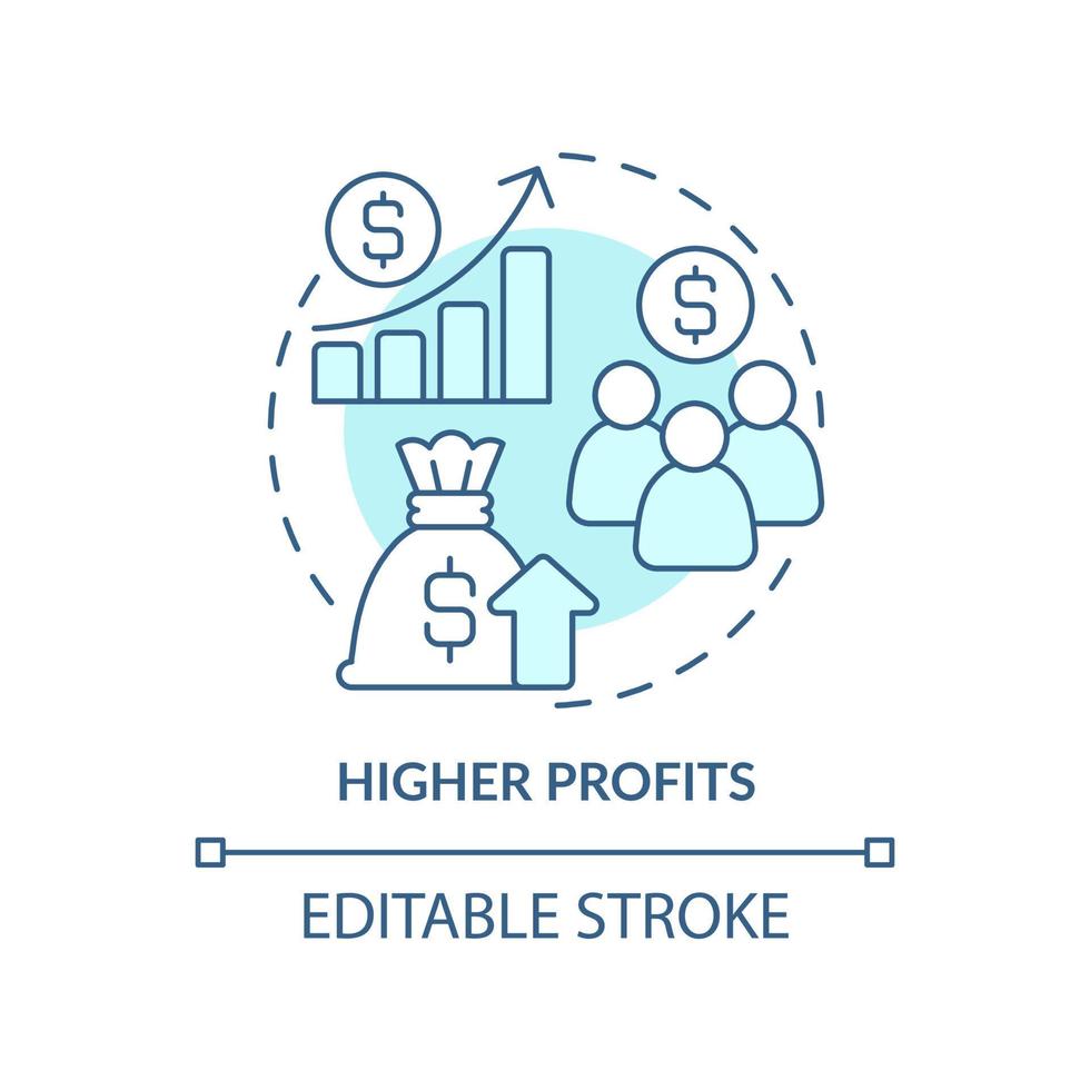 più alto profitti turchese concetto icona. posto di lavoro diversità professionisti astratto idea magro linea illustrazione. azienda prestazione. isolato schema disegno. modificabile ictus. vettore