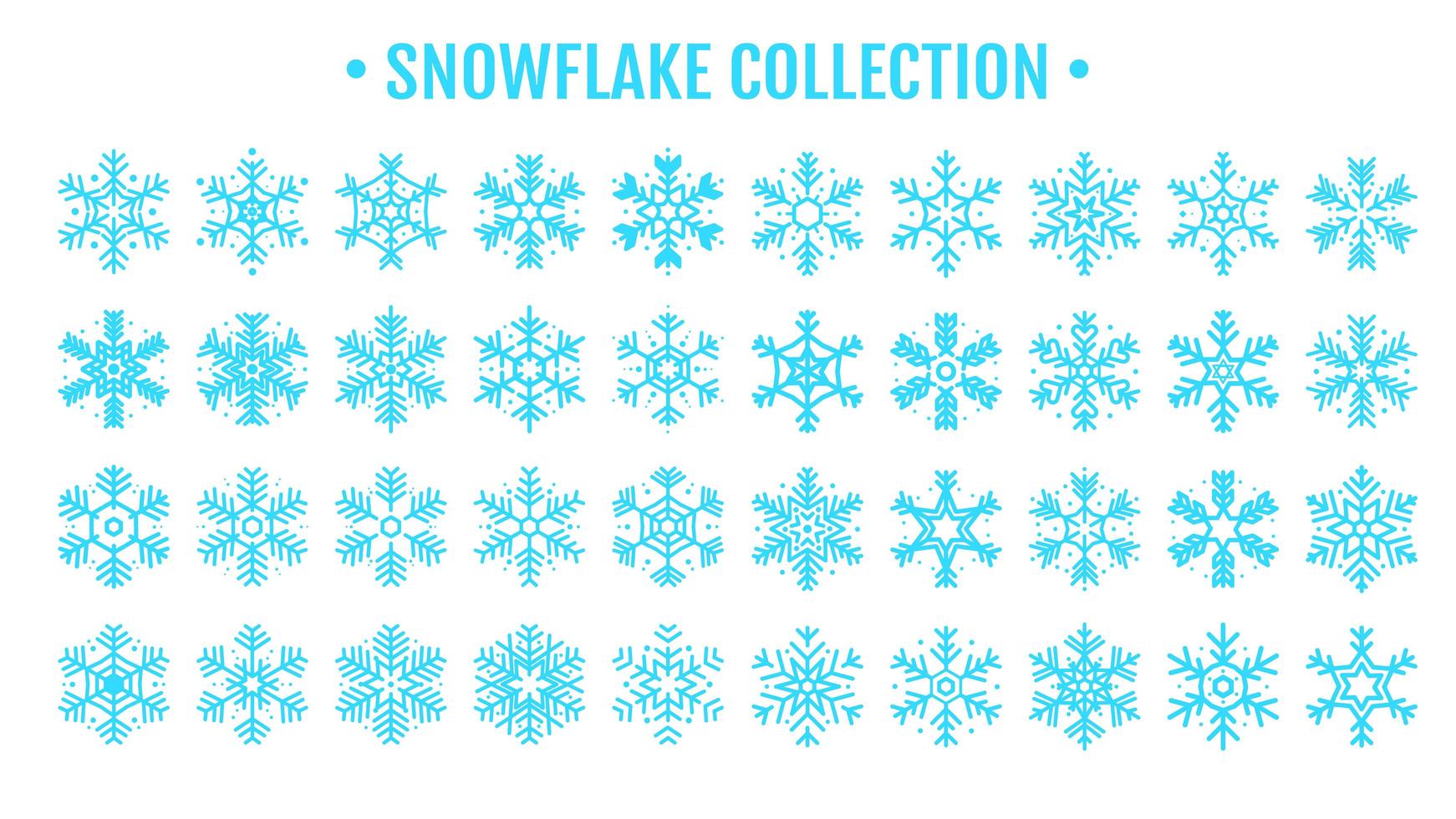 bella collezione di design blu fiocco di neve vettore