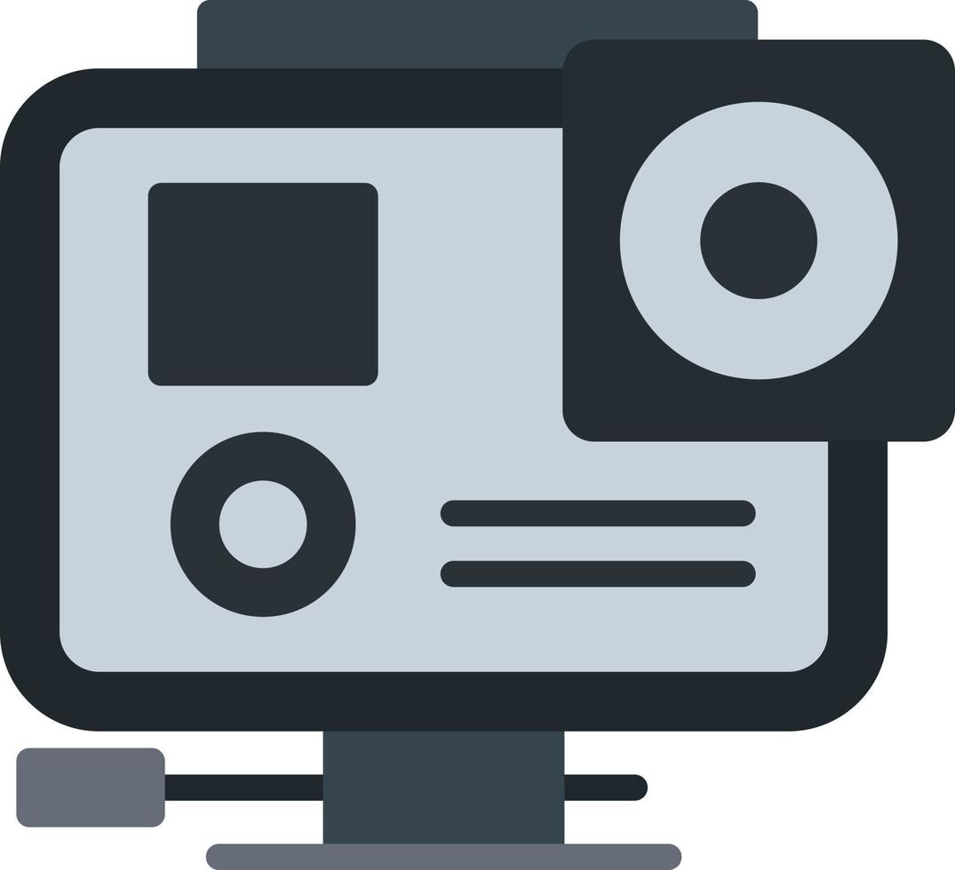 icona piatta della fotocamera d'azione vettore
