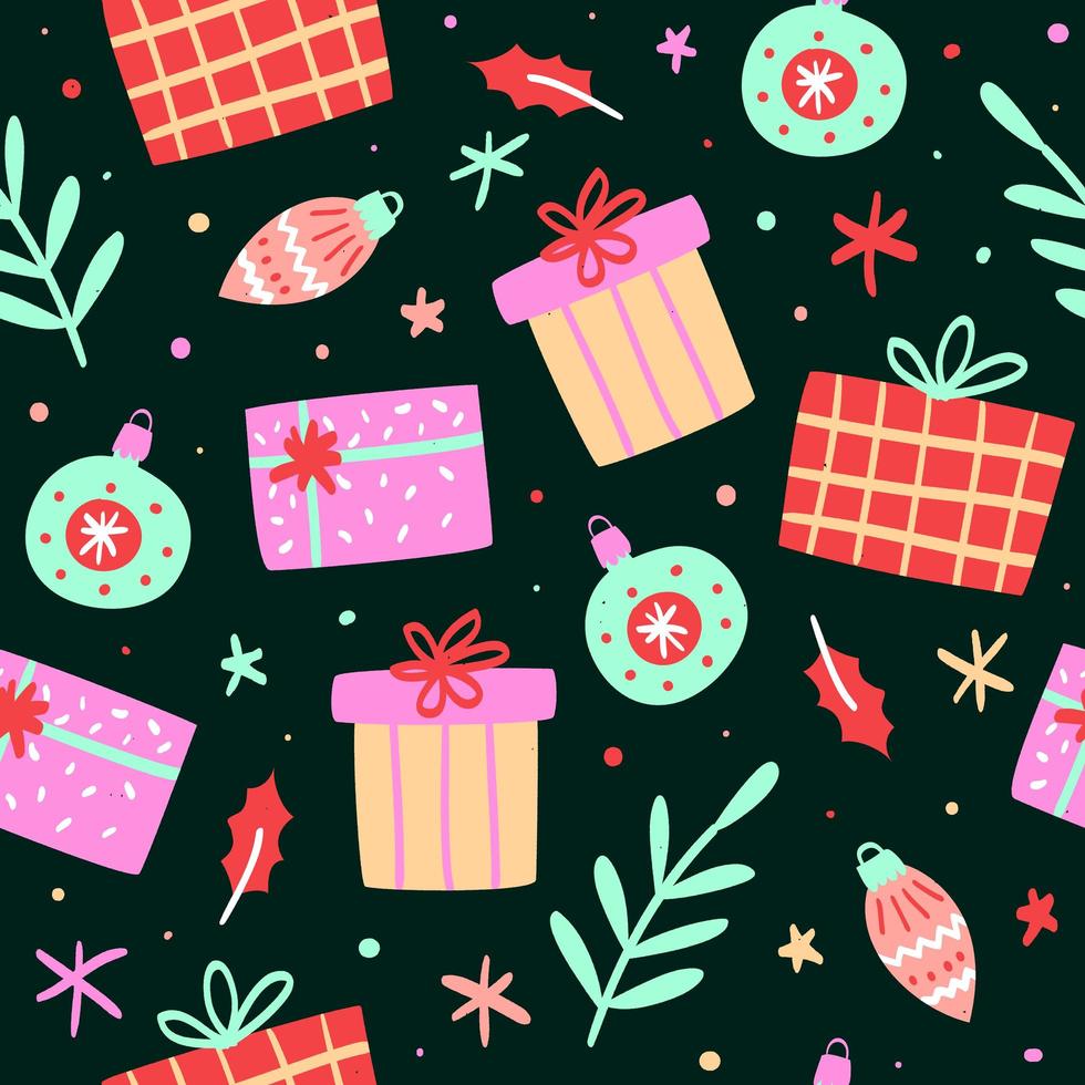 doodle pattern di natale vettore