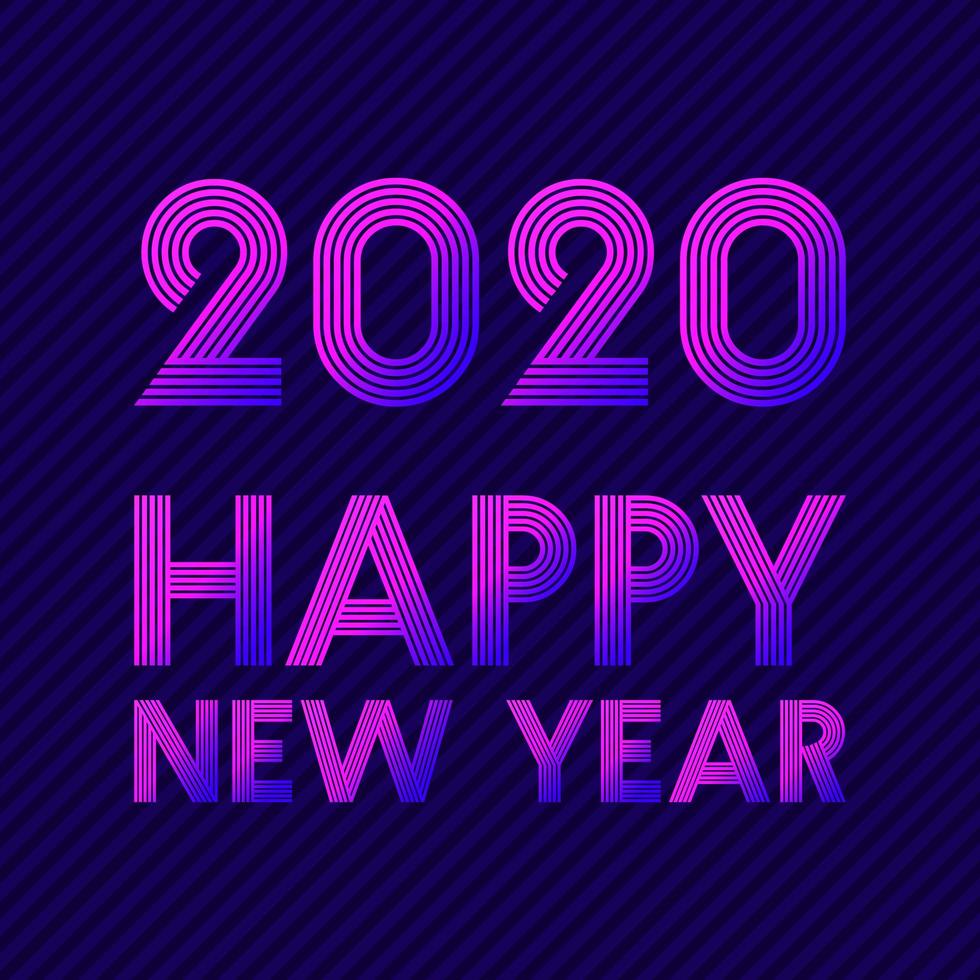 felice anno nuovo 2020 design linea retrò vettore