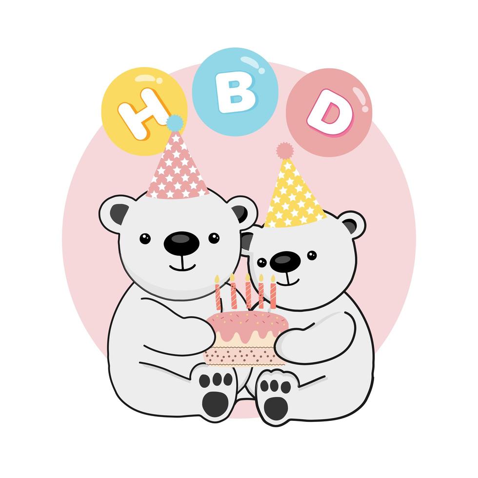 orsi polari carini felici che festeggiano il compleanno vettore