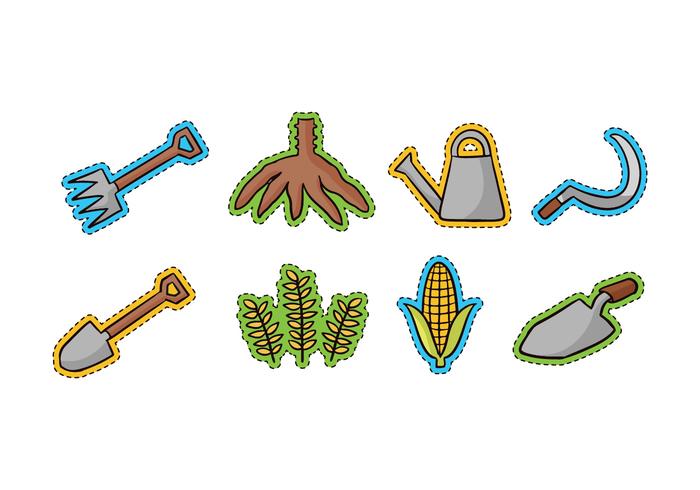 Agricoltura Doodle Icons vettore
