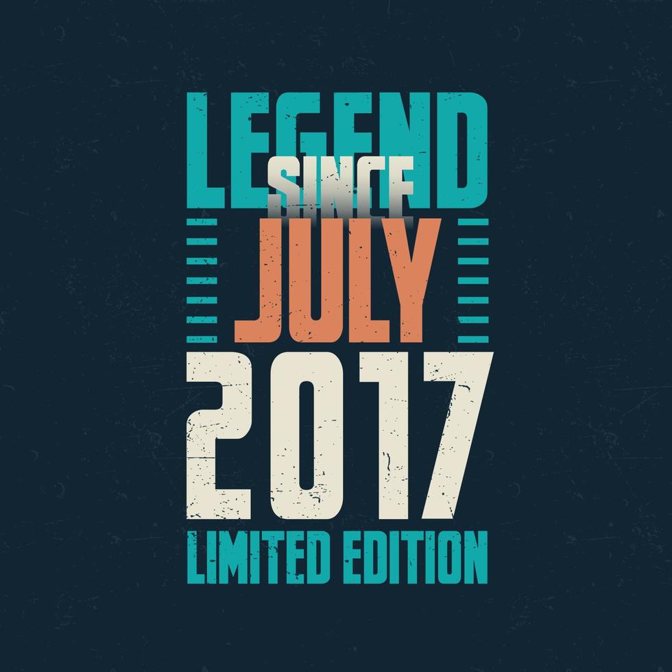 leggenda da luglio 2017 Vintage ▾ compleanno tipografia design. Nato nel il mese di luglio 2017 compleanno citazione vettore